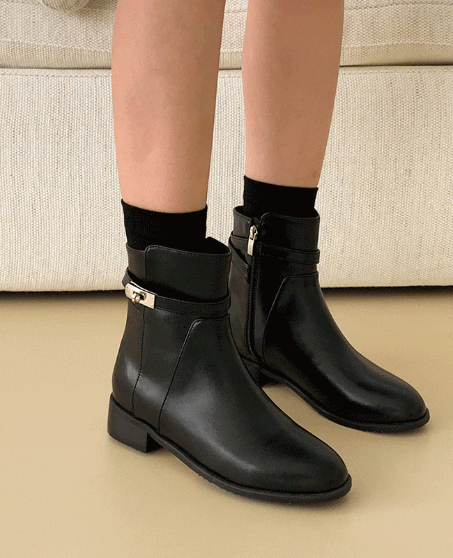 [MILOVANY] ルモンド バックル ストラップ アンクルブーツ 3cm