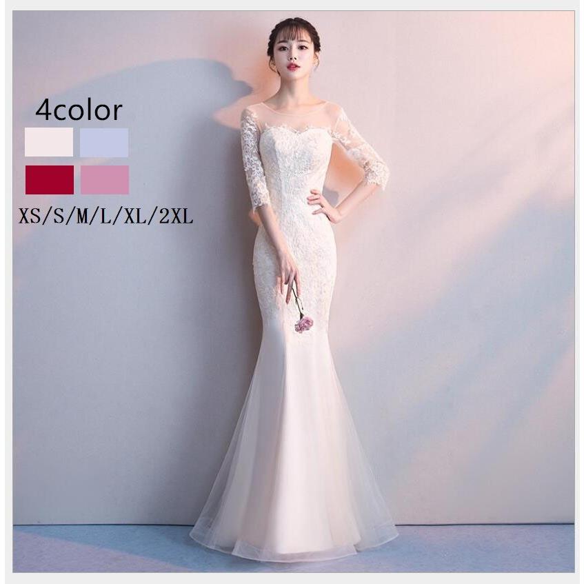 マーメイドドレス パーティードレス ロングドレス 結婚式 二次会 衣装 舞台 披露宴 演奏会 発表会 ピアノ 大きいサイズ イベント用 キャバドレス 上品 新作-707