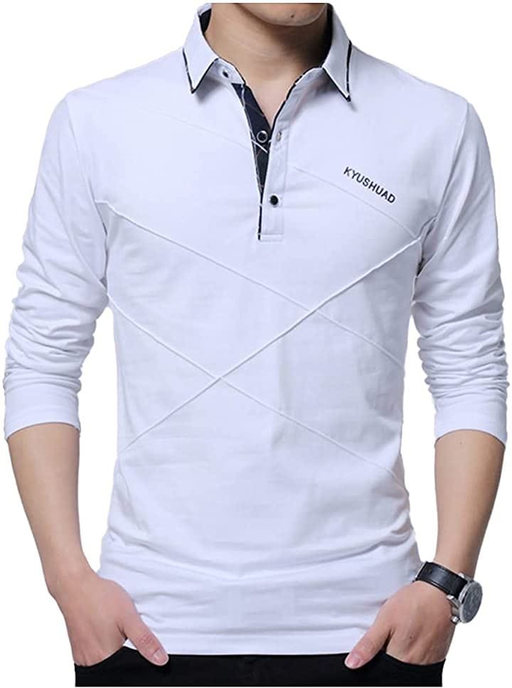 スリージョイ ポロシャツ 長袖 トップス シンプル ゴルフウェア 襟付き カジュアル 春秋 メンズ(ホワイト, L) 5,621円