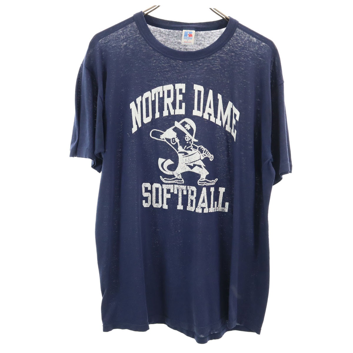 90s USA製 オールド カレッジ ノートルダム 半袖 Tシャツ L ネイビー メンズ 古着 5,207円