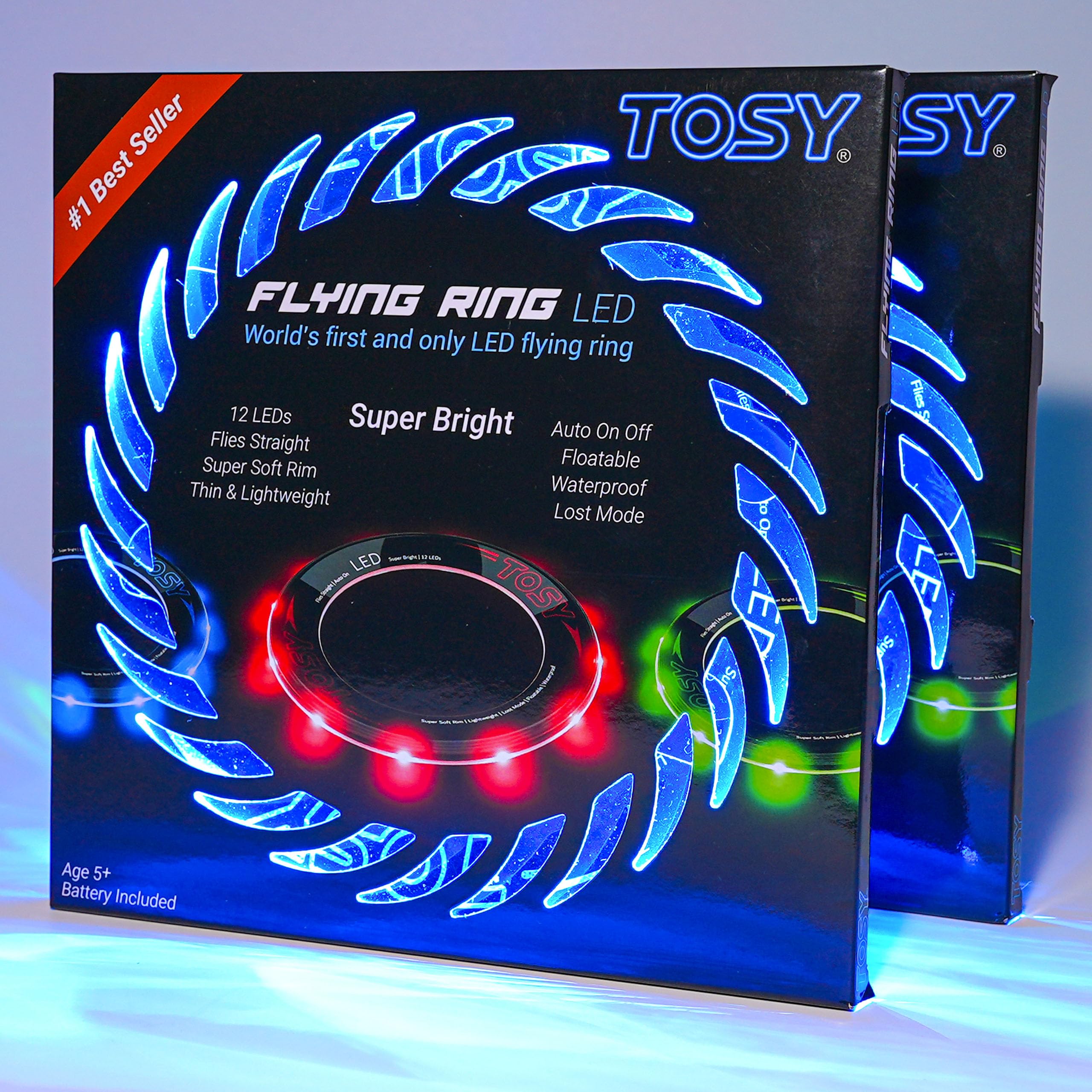TOSY フライングリング - 1600万色RGBまたは12個のLED超高輝度紛失モード自動点灯安全でソフト防水軽量フリスビー誕生日キャンプ屋外/屋内ギフトおもちゃ男の子/女の子/
