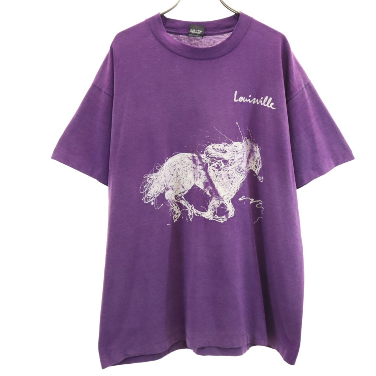 SCREEN STARS BEST スクリーンスターズベスト 90s USA製 オールド ホース プリント 半袖 Tシャツ XL パープル シングルステッチ 馬 アニマル柄 メンズ 古着