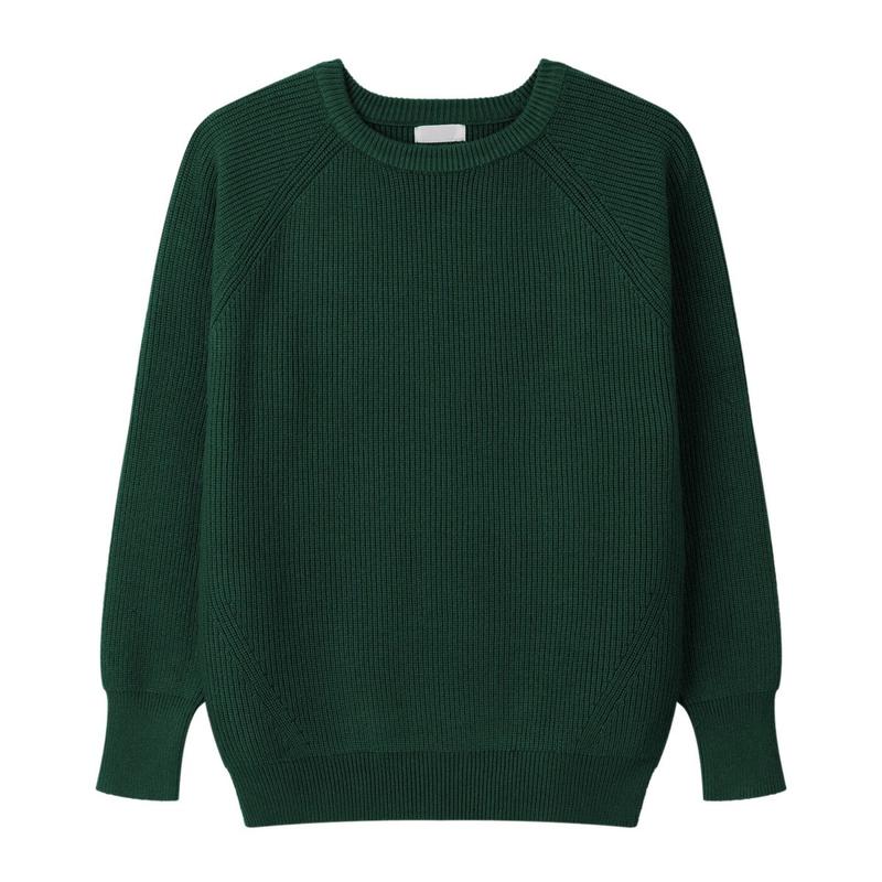 メンズプレミアムウォッシャブルラウンド長袖ニット GN-KN-Q001-グリーン