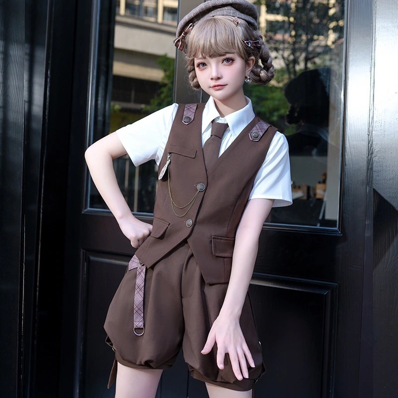 ロリータシャツ半袖オーバーオールショタ王子ドレス夏ボーイッシュロリータ
