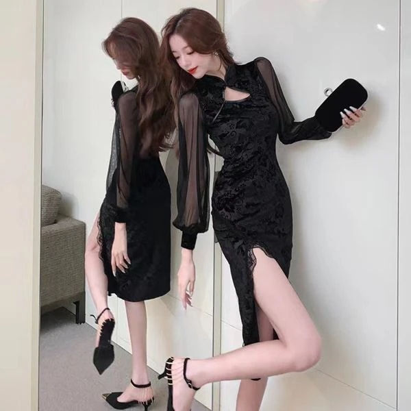 【手みやげを贈る】M～XLチャイナドレス チャイナ セクシー セクシーチャイナ チャイナドレス チャイナ ドレス コスチューム コスプレ 衣装 キャバ パーティー イベント クリスマス インスタ