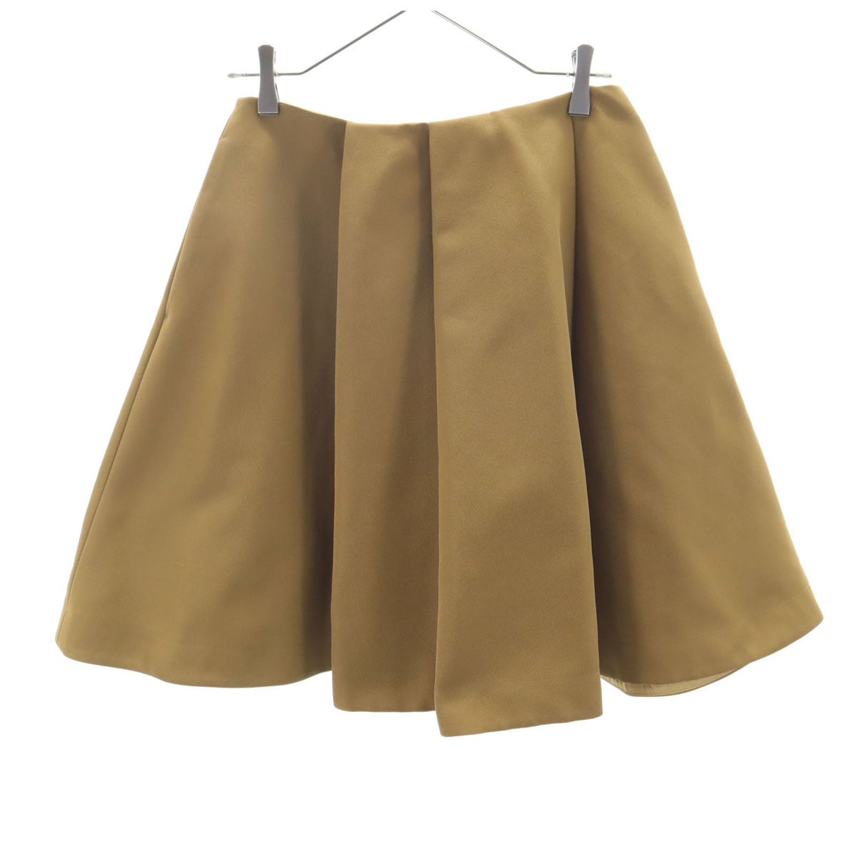 JIL SANDER NAVY ジルサンダーネイビー イタリア製 ミディ丈 プリーツスカート 34 カーキブラウン フレア レディース 古着