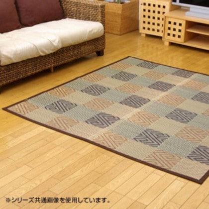純国産 い草花ござカーペット ラグ 『五風』 ブラウン 江戸間6畳(約261×352cm) 4110906