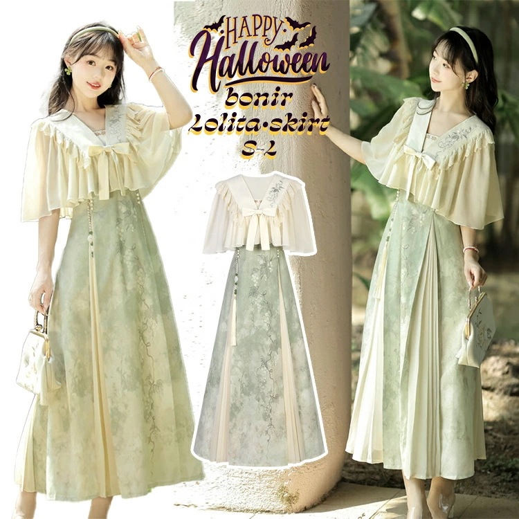 ハロウィンパーティー コスプレ衣装 ハロウィンコーデ かぼちゃモチーフ 耐久性高め ハロウィンコスチューム 漢風ロリータ チャイナコスプレ 豪華刺繍 ブルーアクセント 優雅 人気 伝統コーデ 女性用