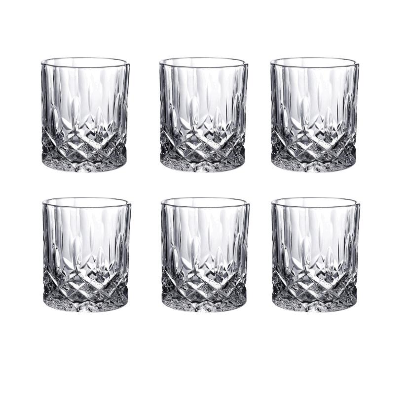 【6個セット】居酒屋スタイル ウイスキー・ブランデー用無鉛ガラスグラス 欧州風デザイン シングルモルトやカクテルにも ビール・ワイン対応 ギフトセットにも最適