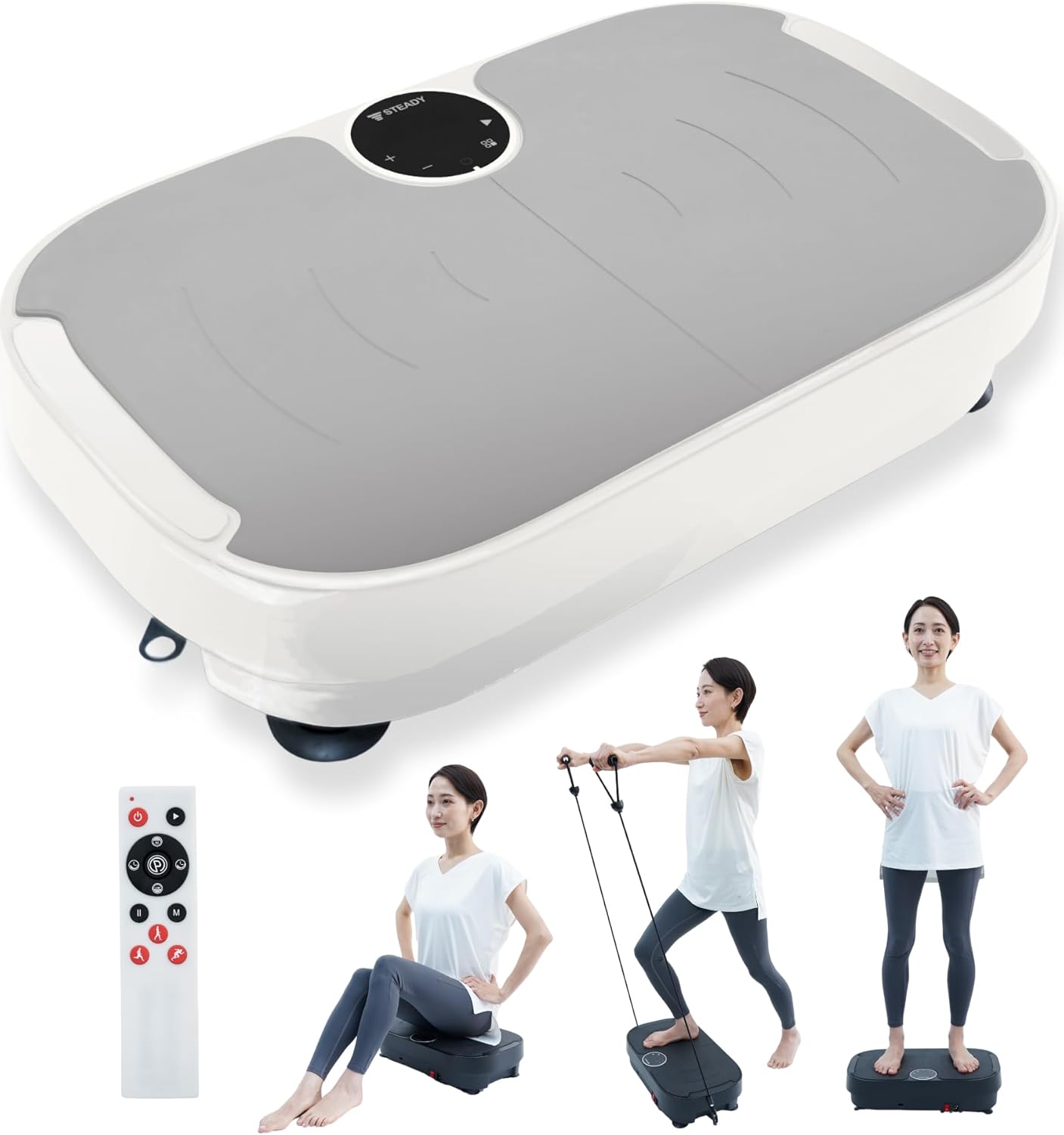 STEADY 振動マシン 【99段階の振動レベル / 静音 / ダイエット器具 】足痩せ お腹痩せ 健康器具 フィットネス 振動マシーン 体幹 ST147