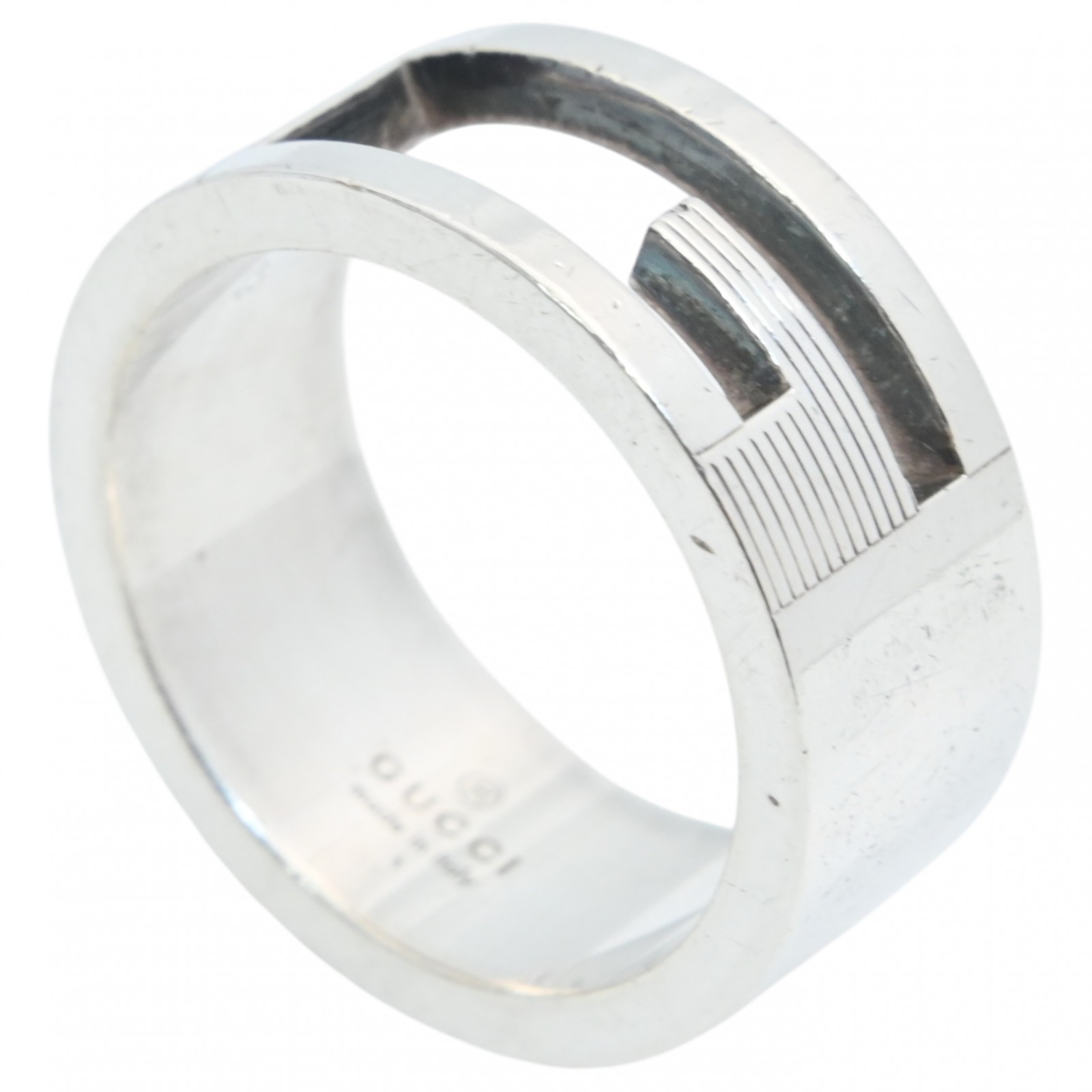 グッチ ブランデッドG ロゴ シルバー リング 指輪 Bランク gu9904mh