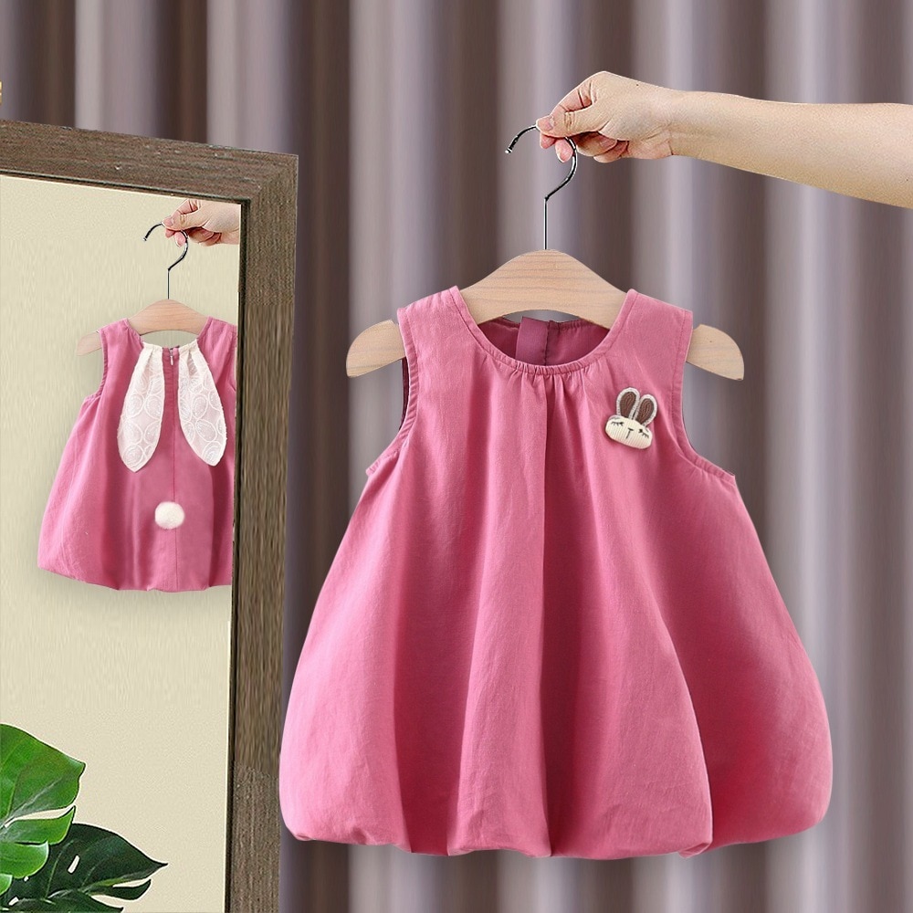 【1つ買うと10つ無料】夏のかわいい長い耳ガールズコットンドレスベイビー汎用フラワーバッドスカートスカート
