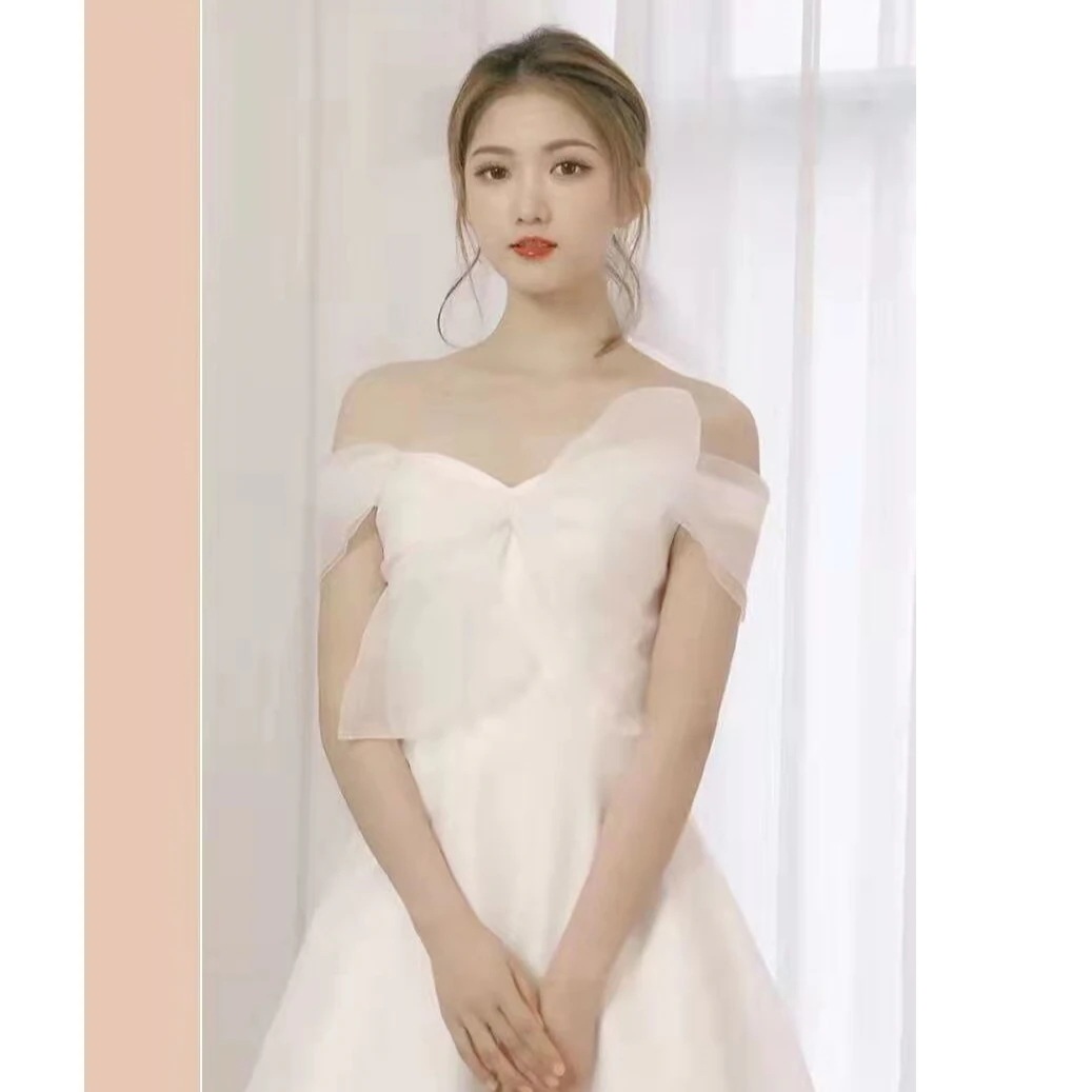 ウエディングドレス Aライン二次会 花嫁 白 ワンピースミモレ丈 パーティドレス海外挙式 演奏会