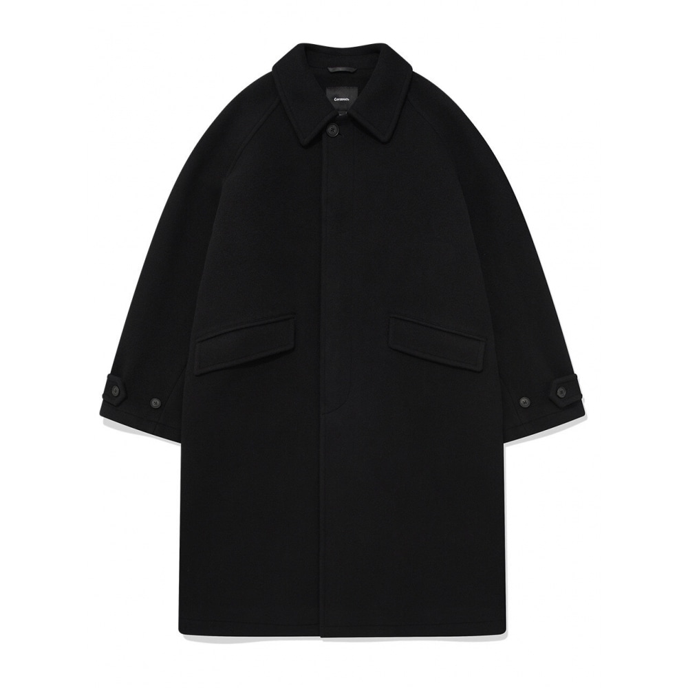 COVERNATウールバルマカンコートブラック