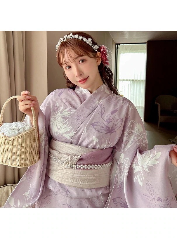 浴衣和風振袖二部式分体浴衣速乾しわ取りガウン桜を見る新しい着やすさ