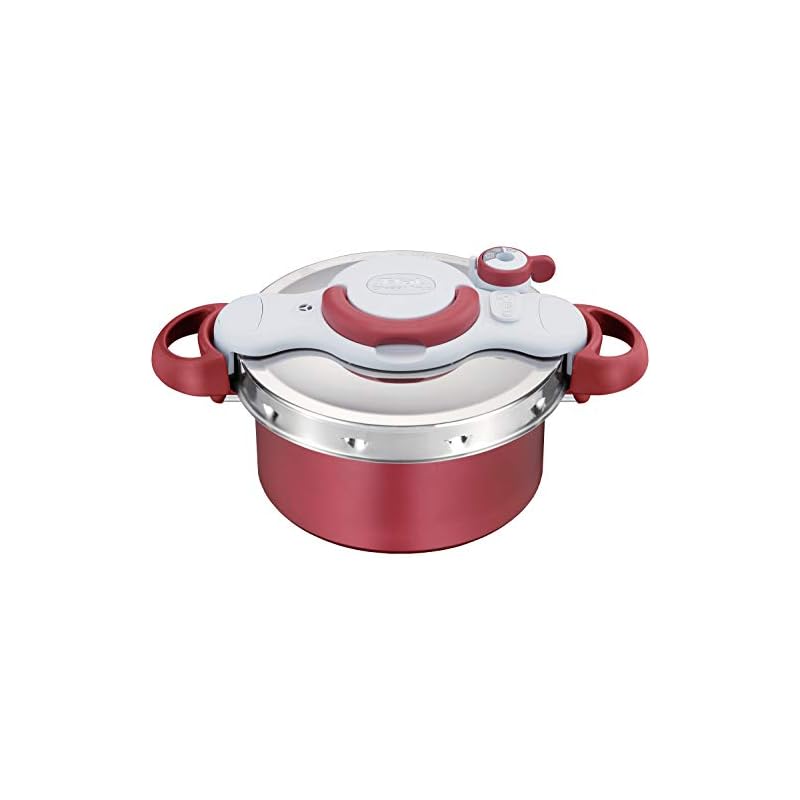 ティファール 圧力鍋 4.2L 24人用 IH ガス火対応 カンタン開閉 2in1なべ 「クリプソ ミニット デュオ ルージュ」 ふっ素樹脂コーティング P4704231 シルバー+赤