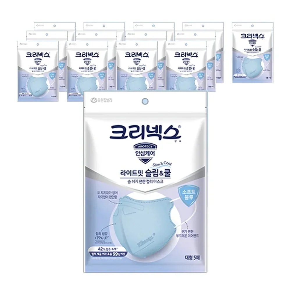 ライトフィット Slim & Cool マスク 大型 70枚(ブルー)