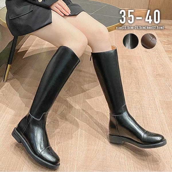 ロングブーツ ラウンドトゥ 花 ステッチ 刺繍 ブラック ブラウン おしゃれ トレンド 上品 カジュアル / ポインテッドスクエアミドルブーツ