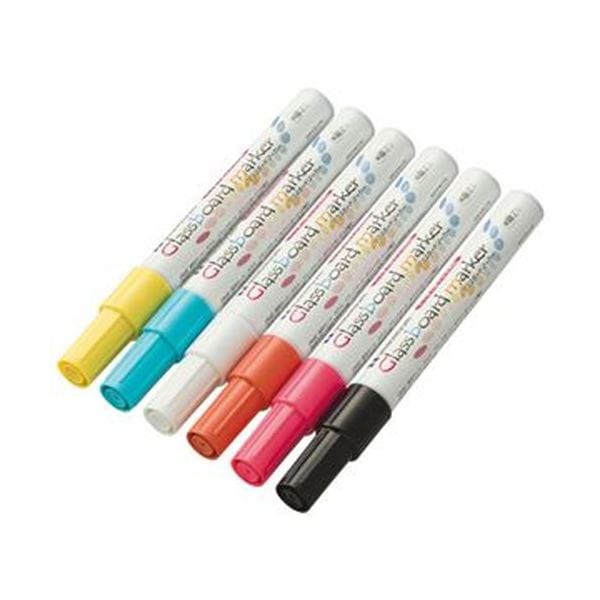 （まとめ）馬印 グラスボードマーカー 6色セットBGB-6PS 1パック(×10セット)
