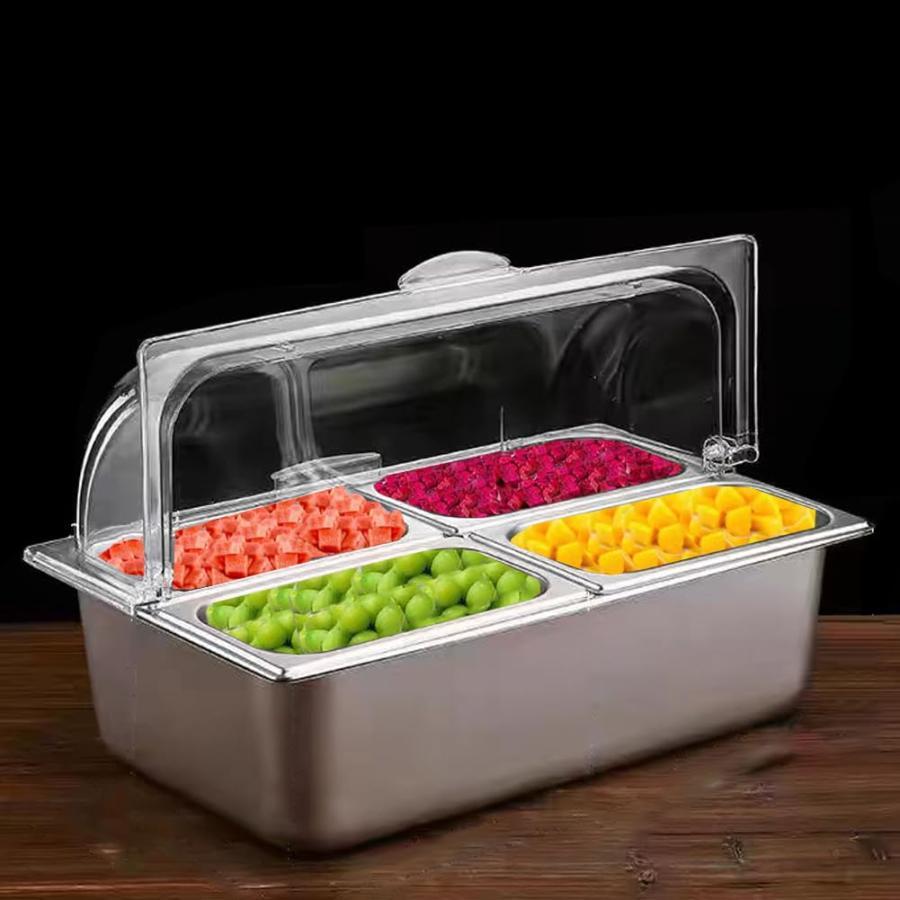 【2枚購入で 280円OFF!】タイムセール フードディスプレイ 保冷 フードディスプレイセット ステンレス製 透明PC蓋付き バイキング ビュッフェ 保存 陳列 鮮度保持 刺身/寿司/ケーキ/サラダ