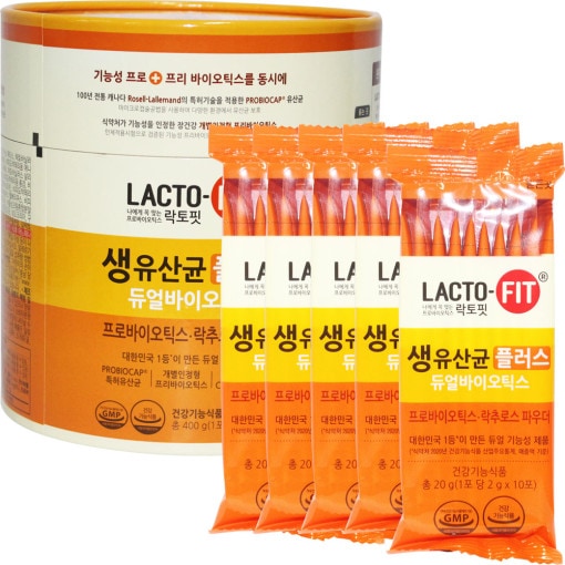 鍾根堂健康　ラクトフィットプラスデュアルバイオティクス　2000mg x 200本　保証菌数60億CFU Lacto-5x ラクトフィットプラス 生乳酸菌ゴールド LACTOFIT ラクトフィート