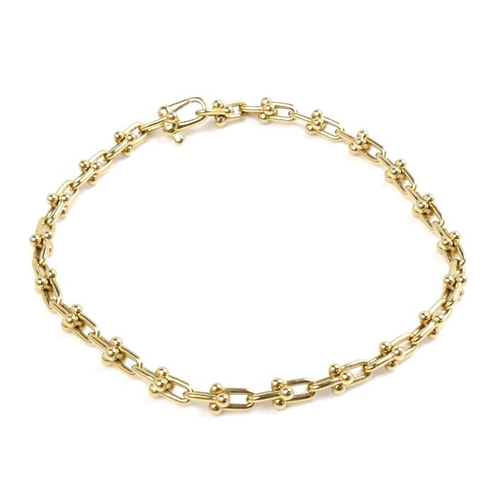 TIFFANY&Co. ティファニー K18YG イエローゴールド ハードウェア マイクロ リンク ラージ ブレスレット 60416958 10.6g 17.5cm レディース 中古