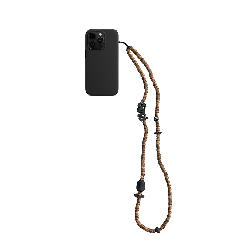 nature beads crossbody phone strap brown 57cm