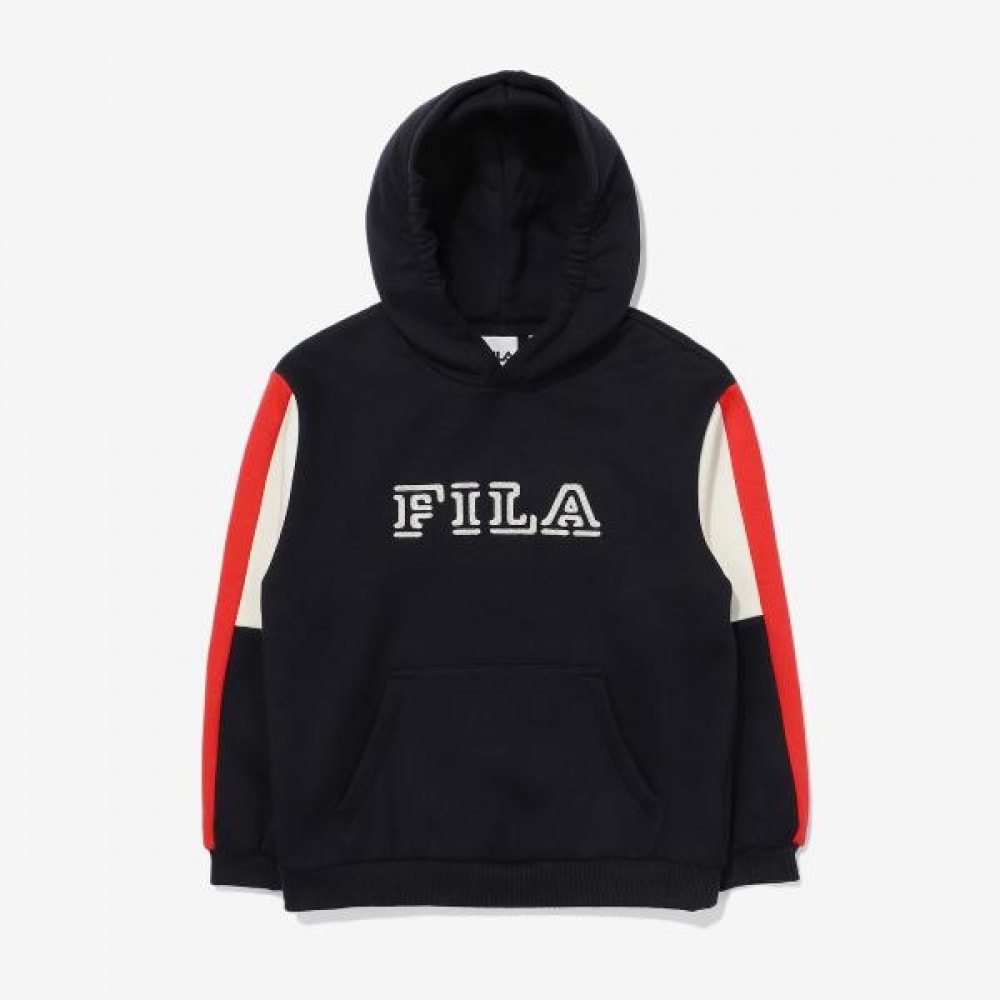 フィラキッズニューロゴブロックフリースフード付きトレーナー(FK2POE4102X_INA)