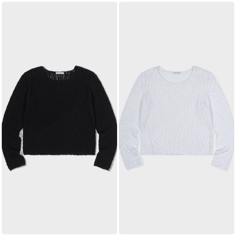 【LOW CLASSIC】 WAVE CROPPED SWEATER : 2COLORS