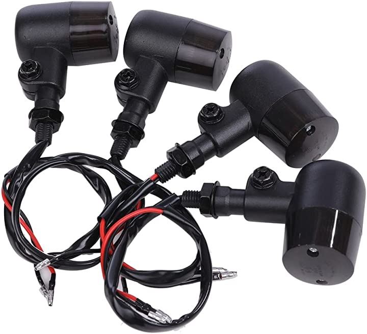 丸型 ヨーロピアン ウインカー 4個セット 35mm アルミ ステー 付 SRX400 TW225 XJ400 XJR400 SR400 ゼファー400 バリオス (ブラックxスモーク)