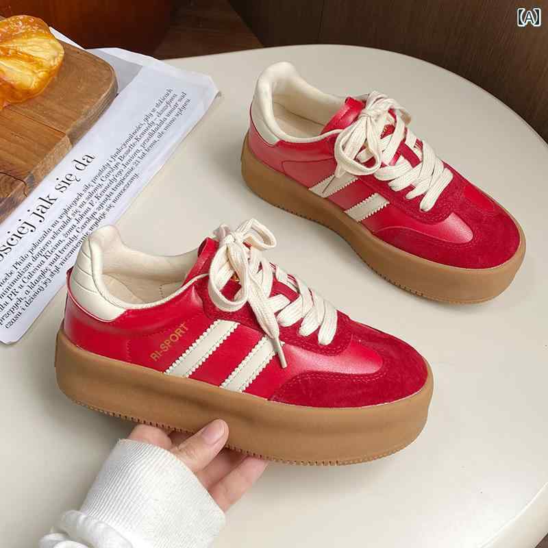 スニーカー レディース キャンバス シューズ フラット ローカット 春 スプライシング レトロ 厚底 女性 カジュアル シューズ 白靴