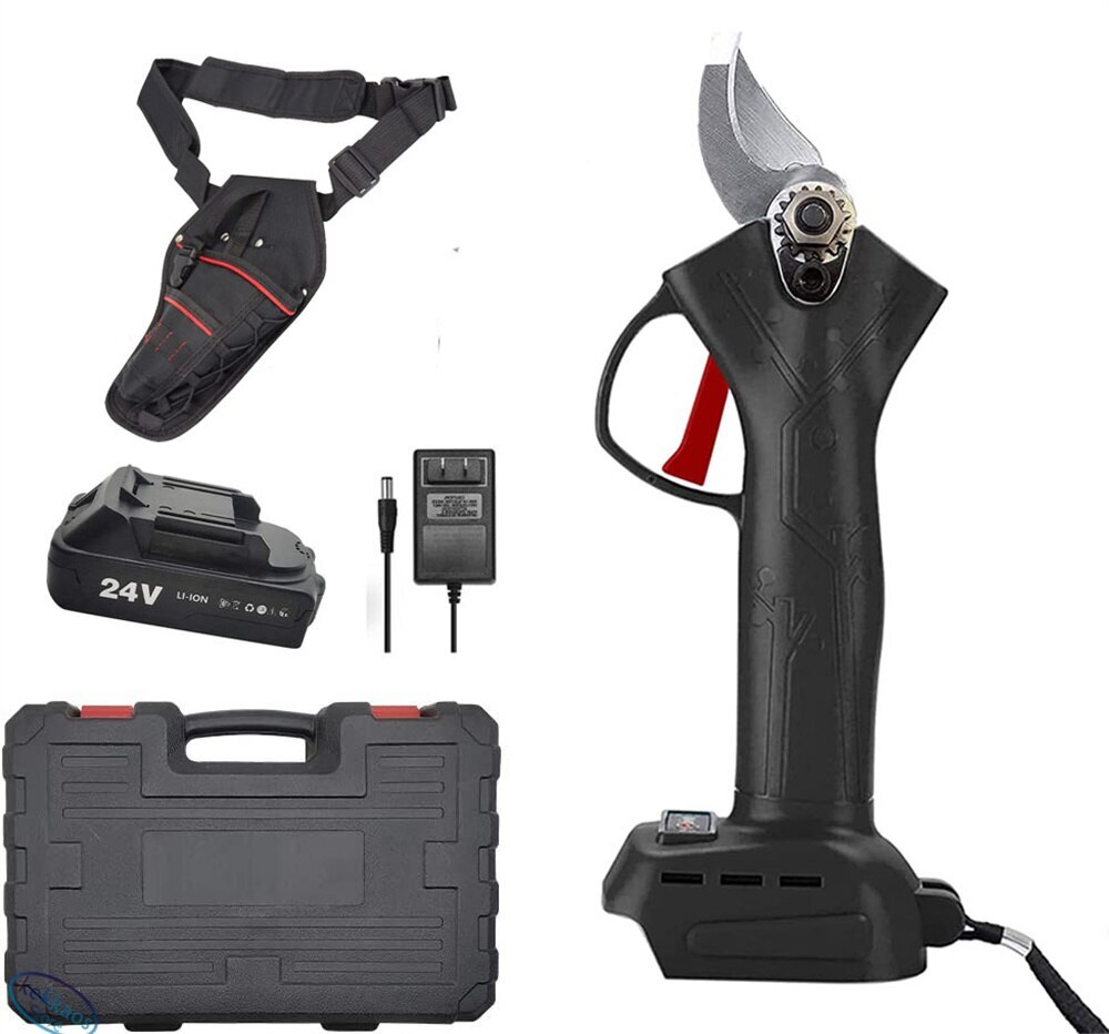 電動剪定ばさみ 充電式剪定ハサミ 電動ハサミ 枝切ばさみ 鋏 剪定鋏 庭木 園芸 ガーデニング 果樹用 30mm切断直径 電気剪定ばさみ用バッグ 付き