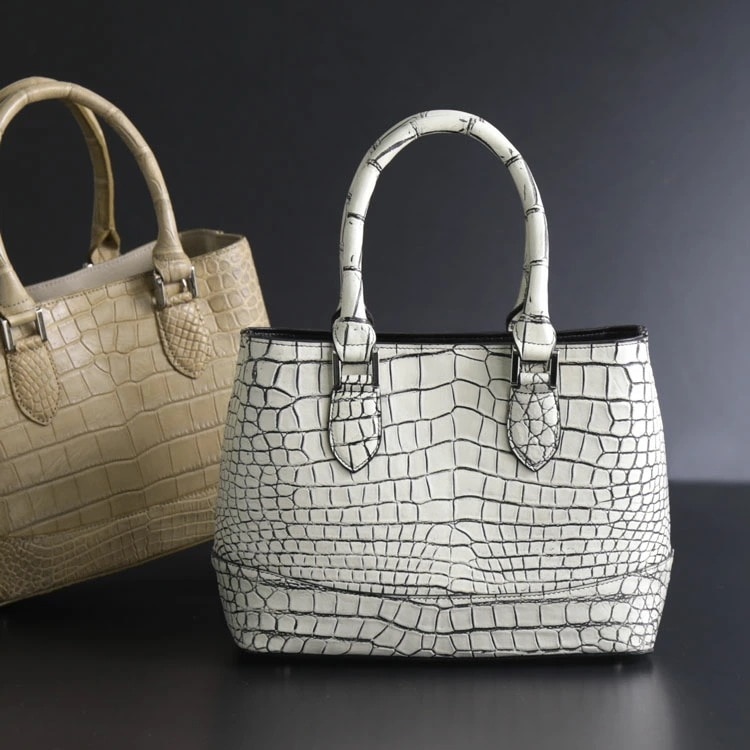 クロコダイルハンドバッグレディース日本製2WAYショルダーベルト付き