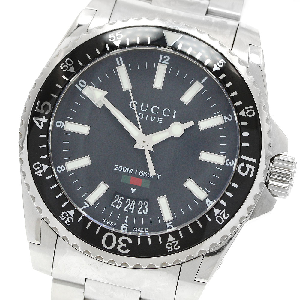 グッチ GUCCI YA136301/136.3 DIVE クォーツ メンズ 内箱・保証書付き_961118【中古】