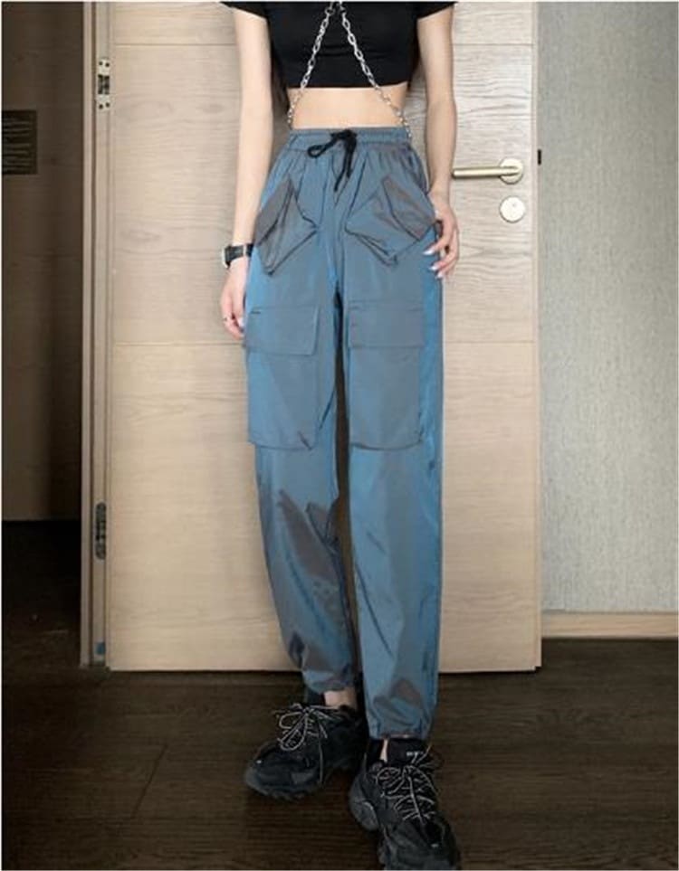 【急速出荷!】本日先取りセール韓国ファッション 百掛け ゆったりする ラージポケット カジュアルパンツ 婦人服 カラフル グラデーションカラー パンツ テーパードパンツ ロングパンツ