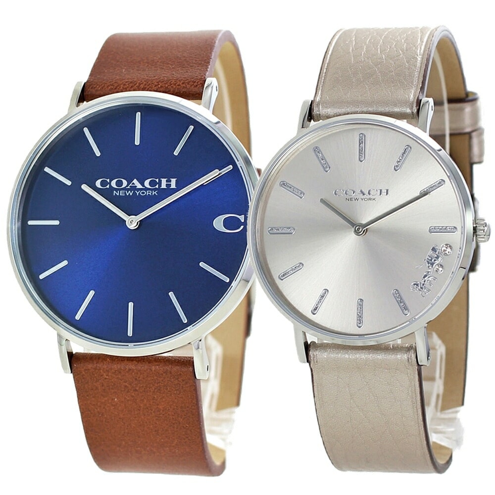 コーチ ペアウォッチ 純正ペアボックス付き ペア 腕時計 手表 ペアギフト ブラウン シャンパンゴールド レザー クリスマス プレゼント