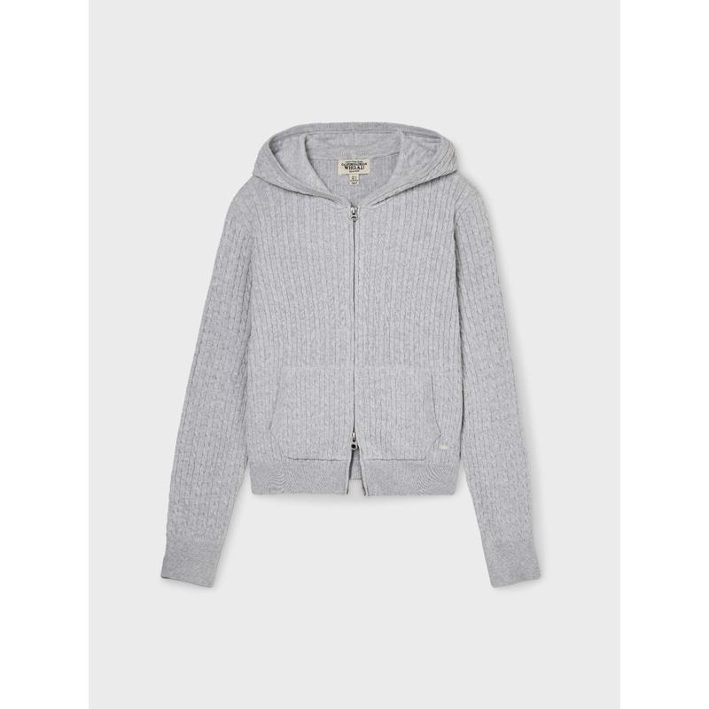 WHCKF4V72F 女性ハイゲージケーブルフード付きジップアップカーディガン