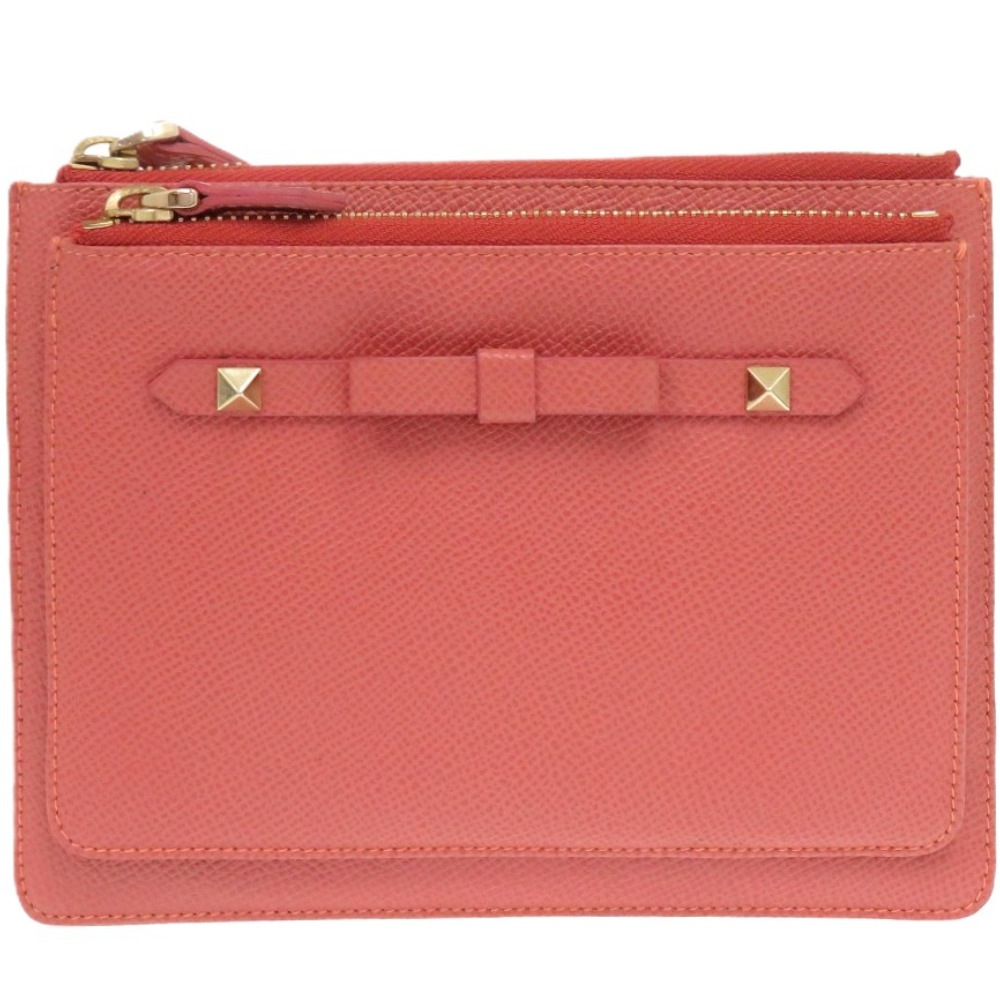 新品同様 ロックスタッズ 7V B 940 PCL3 クラッチバッグ レザー ピンク 1399【中古】 レディース