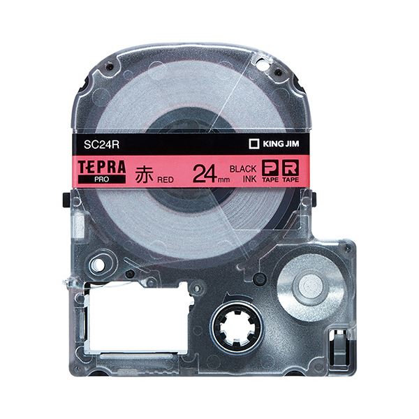 キングジム テプラ PRO テープカートリッジ パステル 24mm 赤/黒文字 SC24R-5P 1パック(5個)