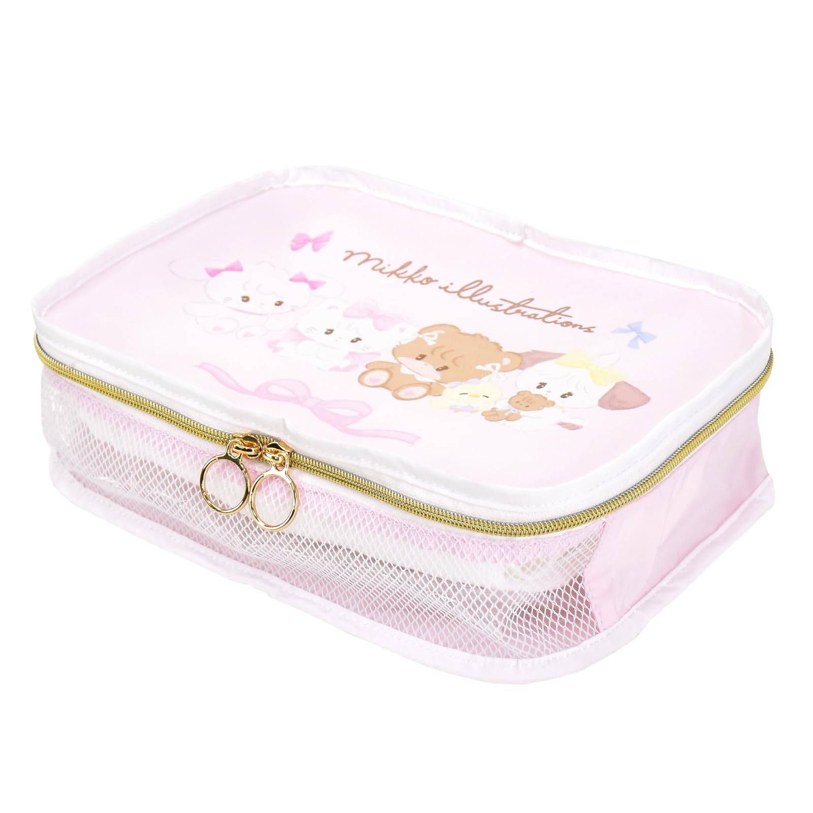 [Marimocraft] mikko illustrations トラベルポーチ 収納バッグ メッシュ 衣類収納ケース レディース 旅行 出張 修学旅行 トラベル 大人 学生 キャラクター グッズ