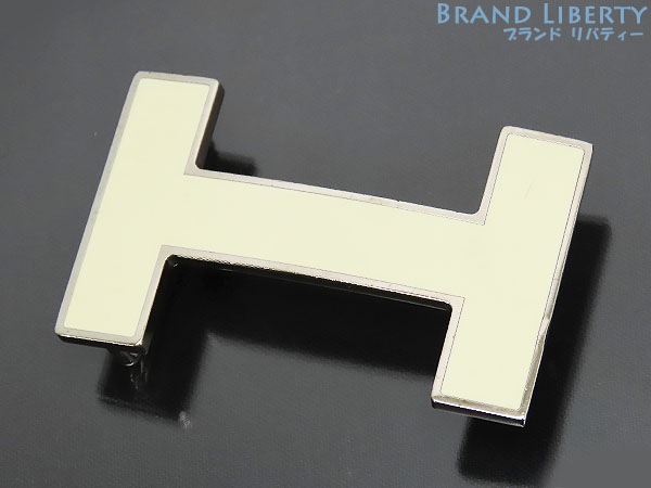 美品エルメスコンスタンスHバックルベルト用32mmアイボリーシルバーメタル