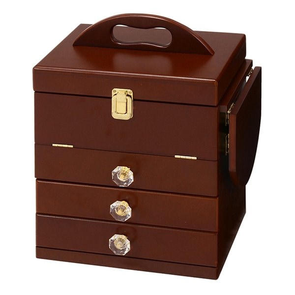 コスメボックス ブラウン 三面鏡・ミニテーブル付き 幅26cm MUD-6835BR