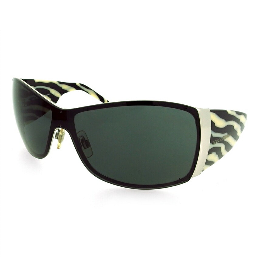 サングラス ワンレンズ ドルガバ　テンプルゼブラ柄 ブラック ホワイト 白 シルバー レディース 中古