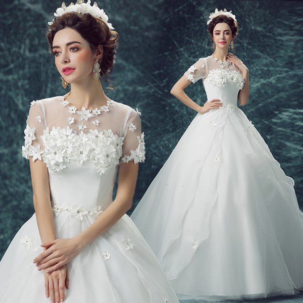 ウエディングドレス 半袖 結婚式 二次会 ウェディングドレス ボレロ 安い プリンセス エンパイア 花嫁 ドレス 披露宴 ロングドレス ブライダル 大きいサイズ 10,902円