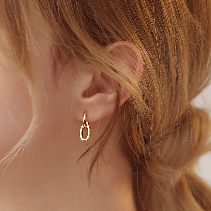 edge chain post earring 2色 おしゃれ ピアス 韓国芸能人着用 韓国ファッション