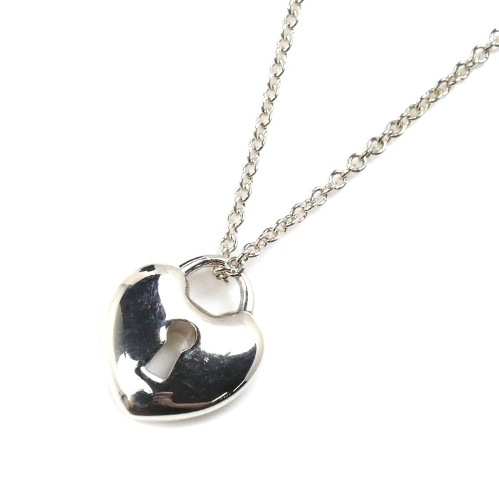 TIFFANY&Co. ティファニー シルバー925 ハート ロック ネックレス 2.4g 41cm レディース 中古