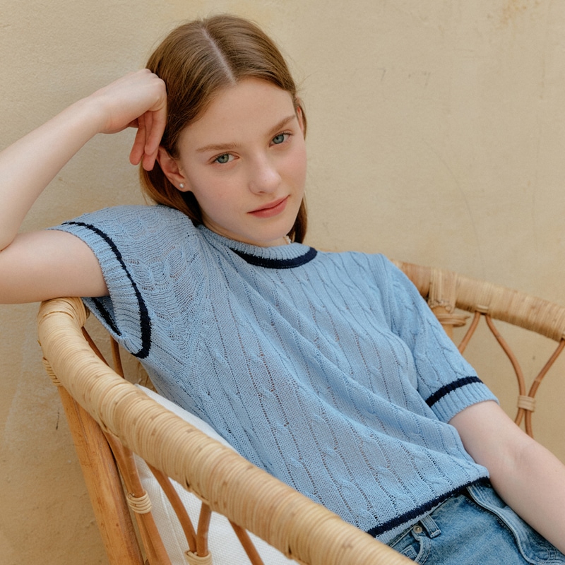 ケーブルカラーニット[2カラー]