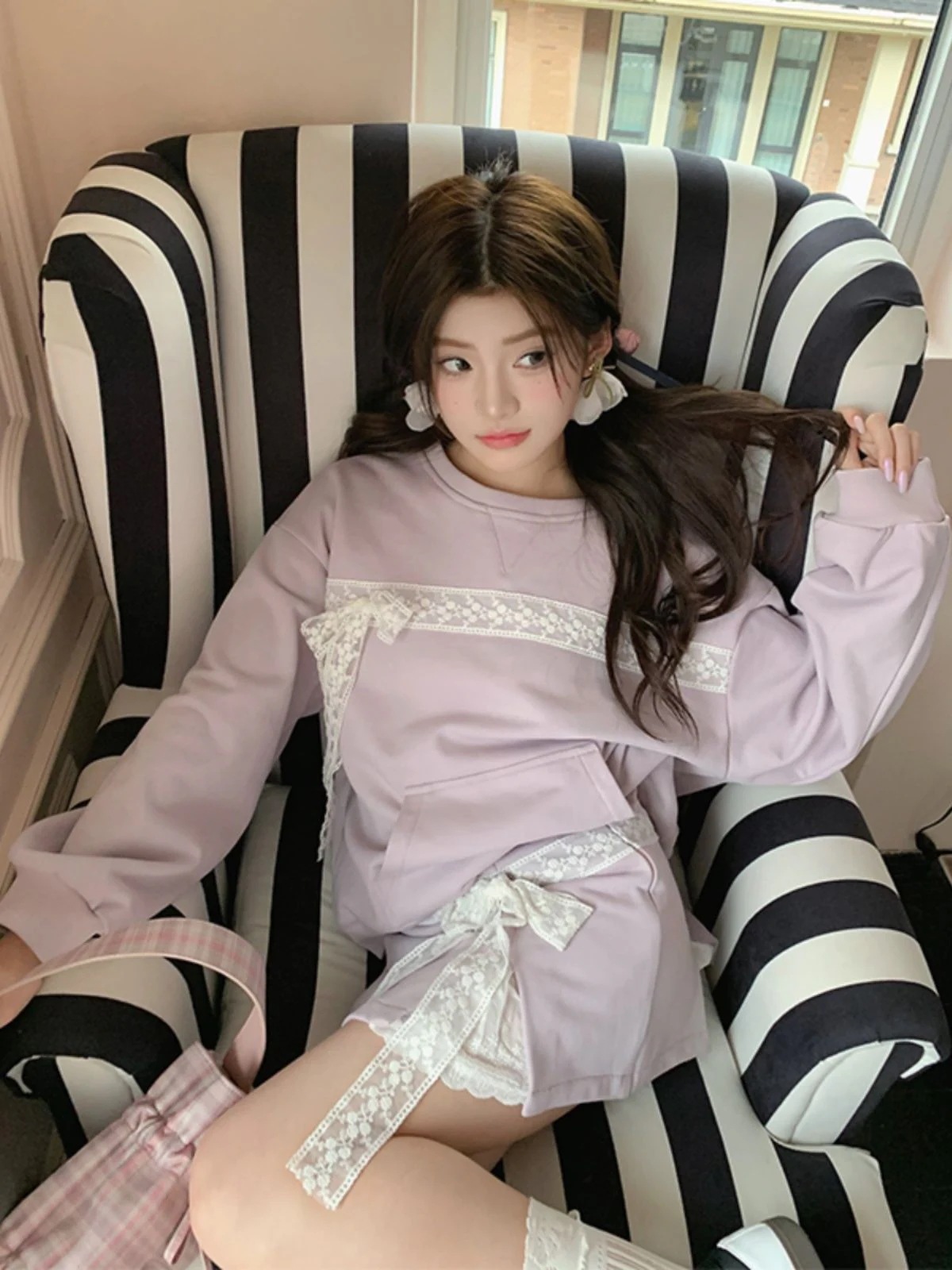 5年春秋ドーパミン カジュアル レース レディースファッション デザイン感デ パーカー スカート 2点セット