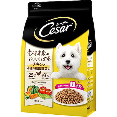 他サイト： シーザードライ 成犬用 チキンと4種の農園野菜入り 超小粒 3kg ドッグフードの商品画像