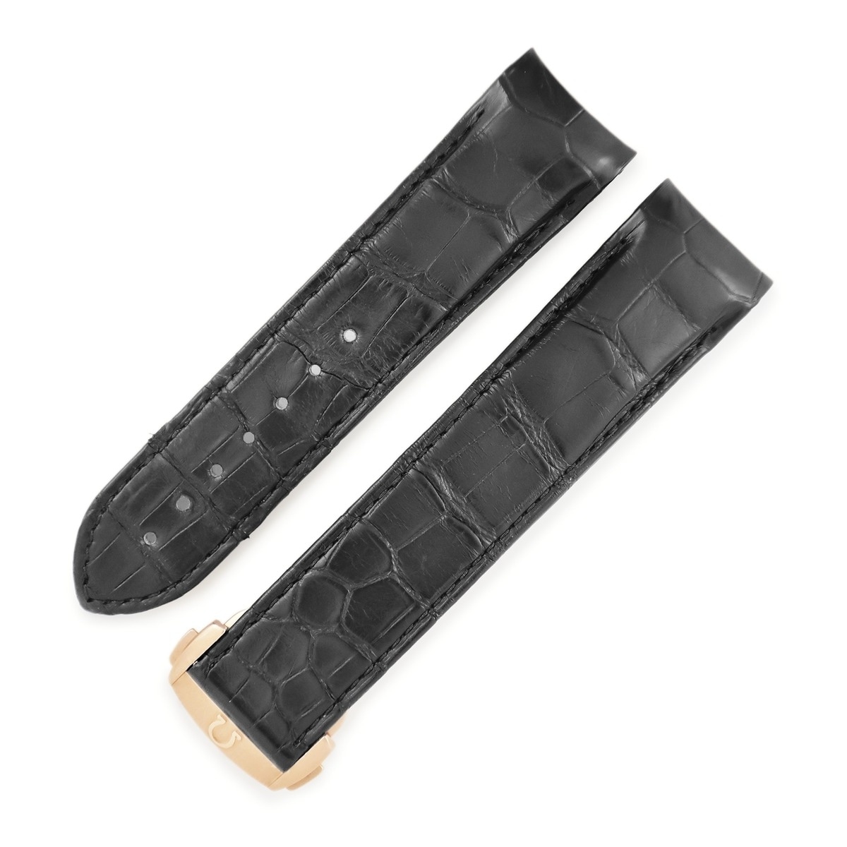 オメガ OMEGA 腕時計パーツ 純正 クロコダイル K18PG ブラック クロコバンド ベルト 替え ストラップ 22mm K18PG製バックル付き ブラック 黒 【中古】